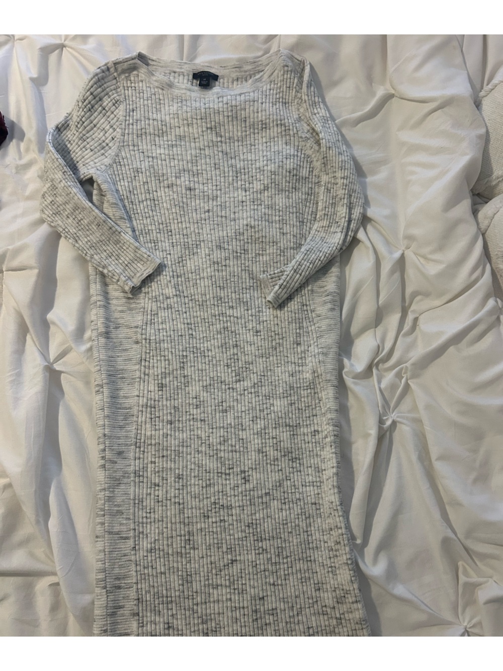 Ann Taylor Petite Heather Gray Ribbed Knit Top